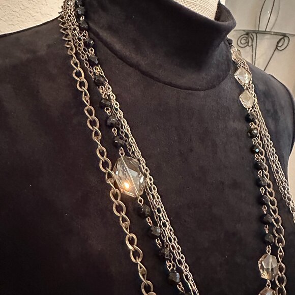 Five Strand Chain Bead and Cystal Necklace - Picture 3 of 8